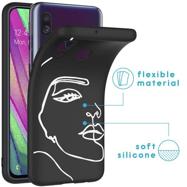 iMoshion Design hoesje Samsung Galaxy A40 - Abstract Gezicht - Wit