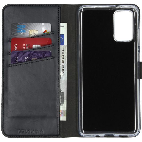 Selencia Echt Lederen Bookcase Samsung Galaxy S20 Plus - Zwart