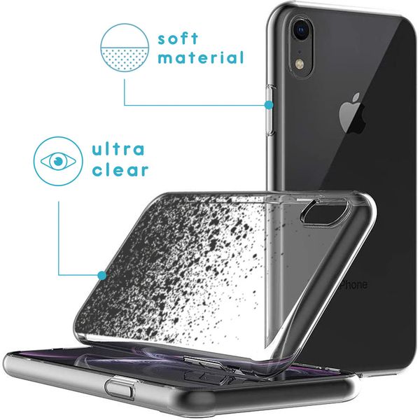 iMoshion Design hoesje iPhone Xr - Spetters - Zwart