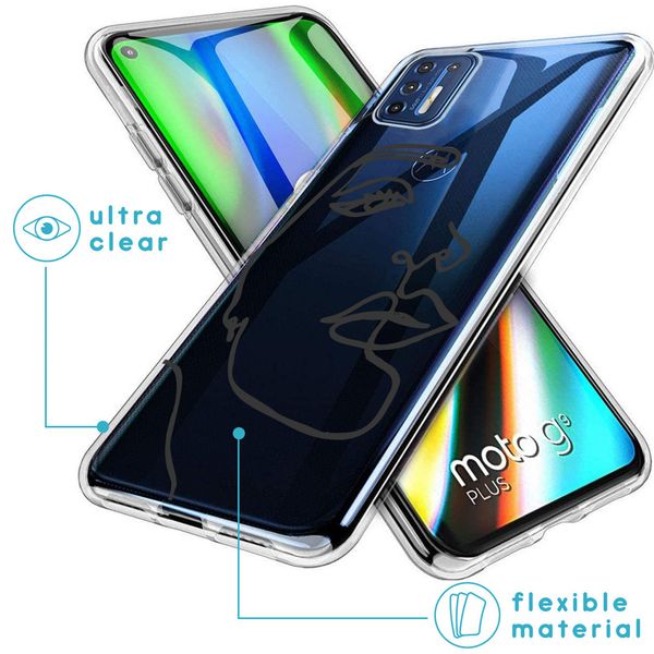 iMoshion Design hoesje Moto G9 Plus - Abstract Gezicht - Zwart