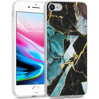 iMoshion Design hoesje iPhone SE (2022 / 2020) / 8 / 7 / 6s - Marmer - Blauw