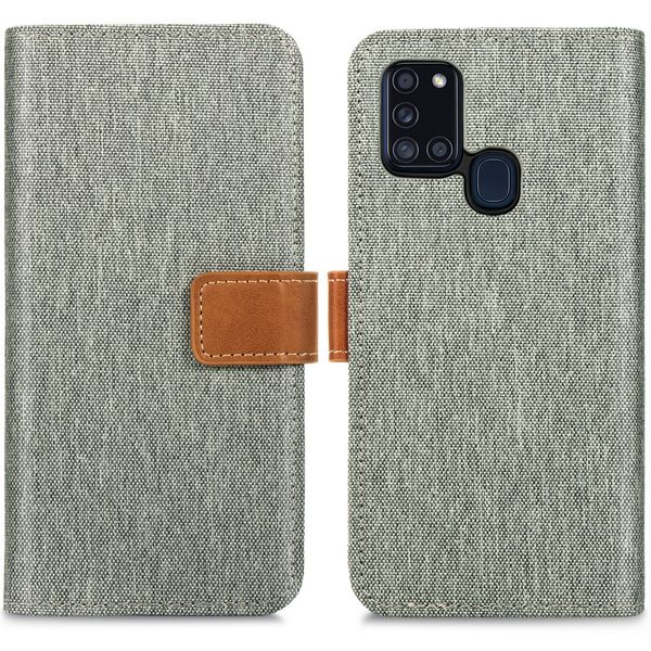 iMoshion Luxe Canvas Bookcase Samsung Galaxy A21s - Grijs