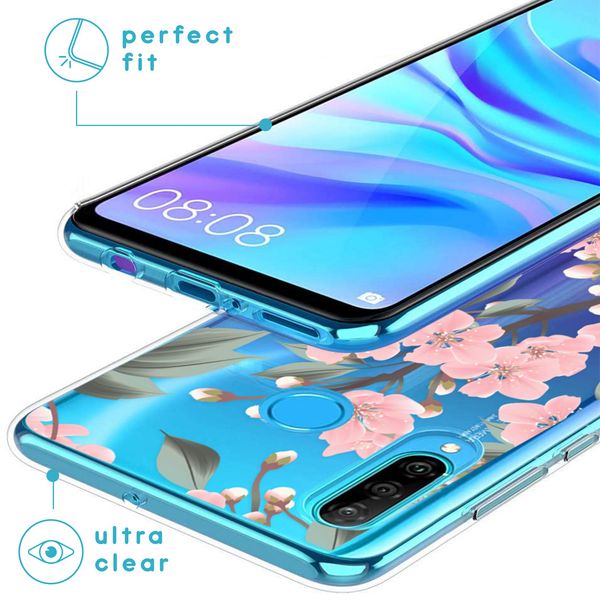 iMoshion Design hoesje Huawei P30 Lite - Bloem - Roze / Groen