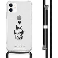 iMoshion Design hoesje met koord iPhone 11 - Live Laugh Love - Zwart