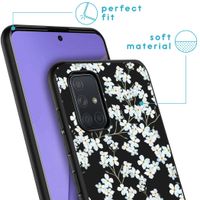 iMoshion Design hoesje Samsung Galaxy A71 - Bloem - Wit / Zwart