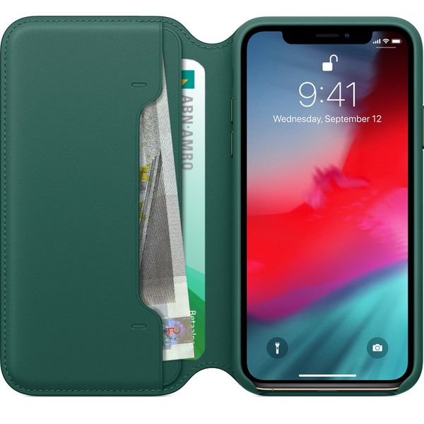 Apple Leather Folio Bookcase iPhone X / Xs - Forest Green