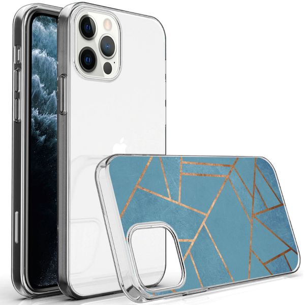 iMoshion Design hoesje iPhone 12 (Pro) - Grafisch Koper / Blauw