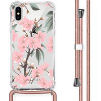 iMoshion Design hoesje met koord iPhone X / Xs - Bloem - Roze / Groen