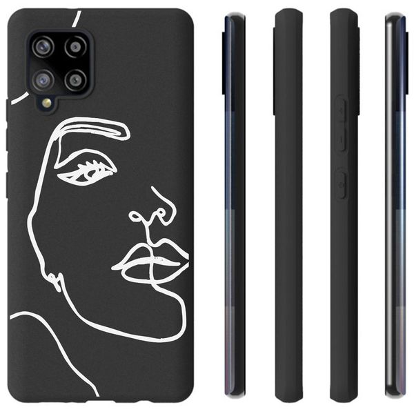 iMoshion Design hoesje Samsung Galaxy A42 - Abstract Gezicht - Wit