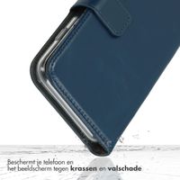 Selencia Echt Lederen Bookcase Samsung Galaxy A22 (5G) - Blauw