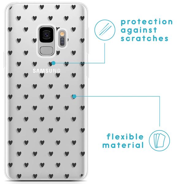 iMoshion Design hoesje Samsung Galaxy S9 - Hartjes - Zwart