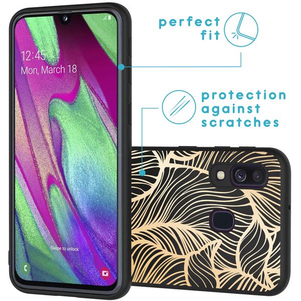 iMoshion Design hoesje Samsung Galaxy A40 - Bladeren / Zwart