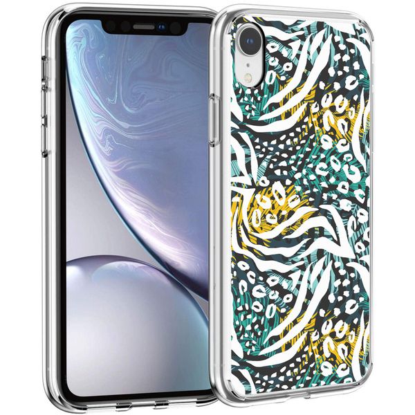 iMoshion Design hoesje iPhone Xr - Jungle - Wit / Zwart Groen