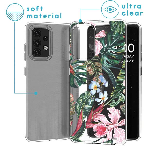 iMoshion Design hoesje Samsung Galaxy A52(s) (5G/4G) - Jungle - Groen / Roze