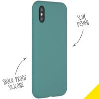 Accezz Liquid Silicone Backcover iPhone Xs / X - Donkergroen