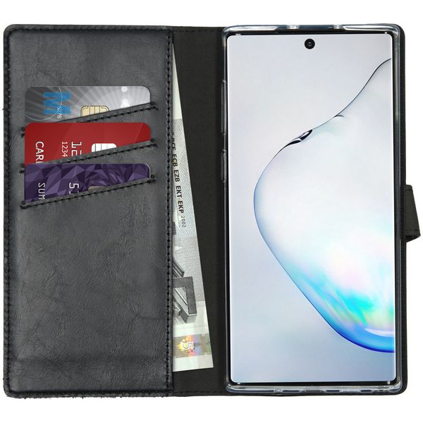 Selencia Echt Lederen Bookcase Samsung Galaxy Note 10 - Zwart