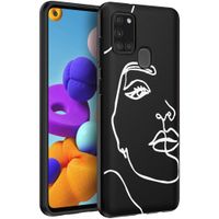 iMoshion Design hoesje Samsung Galaxy A21s - Abstract Gezicht - Wit