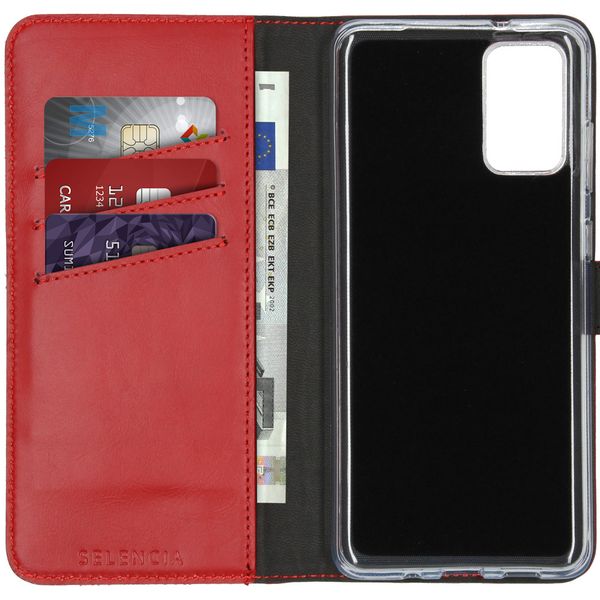 Selencia Echt Lederen Bookcase Samsung Galaxy S20 Plus - Rood