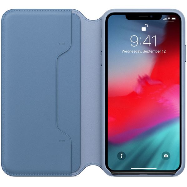 Apple Leather Folio Bookcase iPhone Xs Max - Cornflower