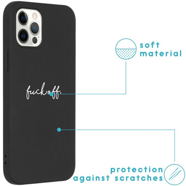 iMoshion Design hoesje iPhone 12 (Pro) - Fuck Off - Zwart