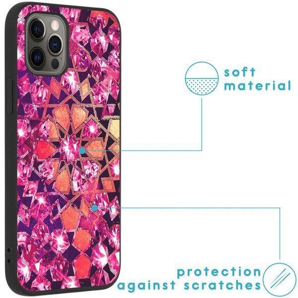 iMoshion Design hoesje iPhone 12 (Pro) - Grafisch - Roze Bling