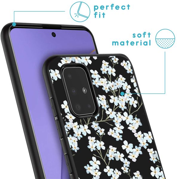 iMoshion Design hoesje Samsung Galaxy A51 - Bloem - Wit / Zwart