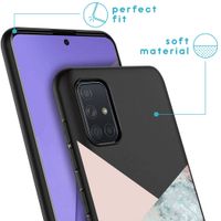 iMoshion Design hoesje Samsung Galaxy A71 - Marmer - Roze / Zwart