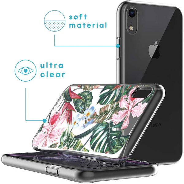 iMoshion Design hoesje iPhone Xr - Jungle - Groen / Roze