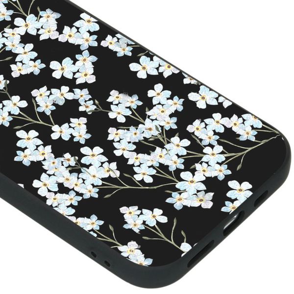 iMoshion Design hoesje iPhone 12 (Pro) - Bloem - Wit / Zwart