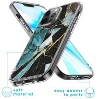 iMoshion Design hoesje iPhone 12 (Pro) - Marmer - Gebroken Blauw