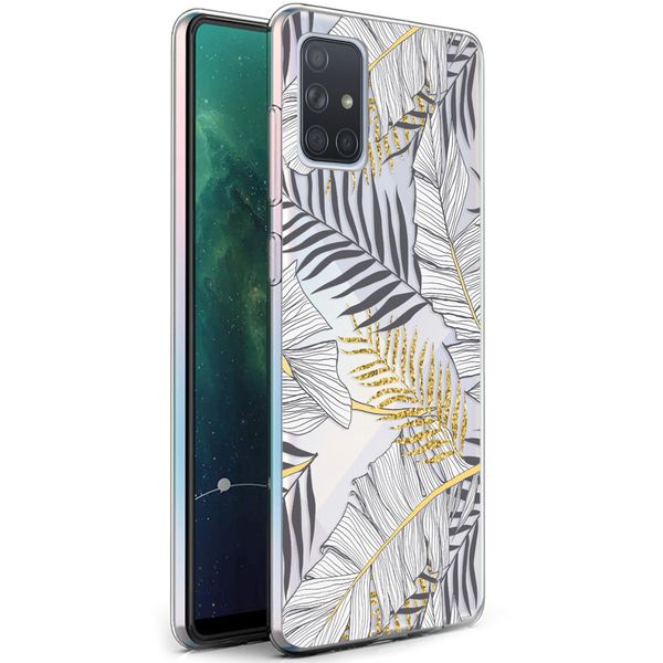 iMoshion Design hoesje Samsung Galaxy A71 - Bladeren / Zwart