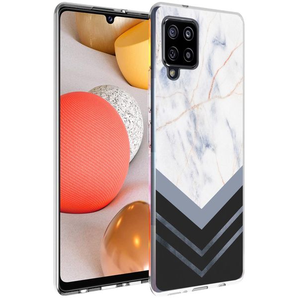 iMoshion Design hoesje Samsung Galaxy A42 - Marmer - Wit / Zwart