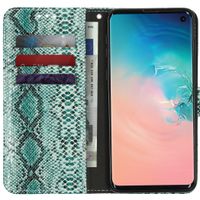 Slangenprint Bookcase Samsung Galaxy S10 - Groen