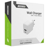 Accezz Wall Charger Samsung Galaxy A12 - Oplader - USB-C en USB aansluiting - Power Delivery - 20 Watt - Wit