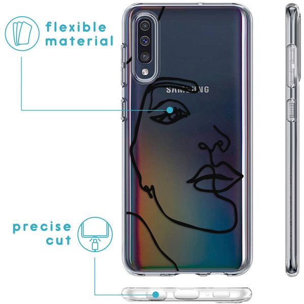 iMoshion Design hoesje Galaxy A50 / A30s - Abstract Gezicht - Zwart