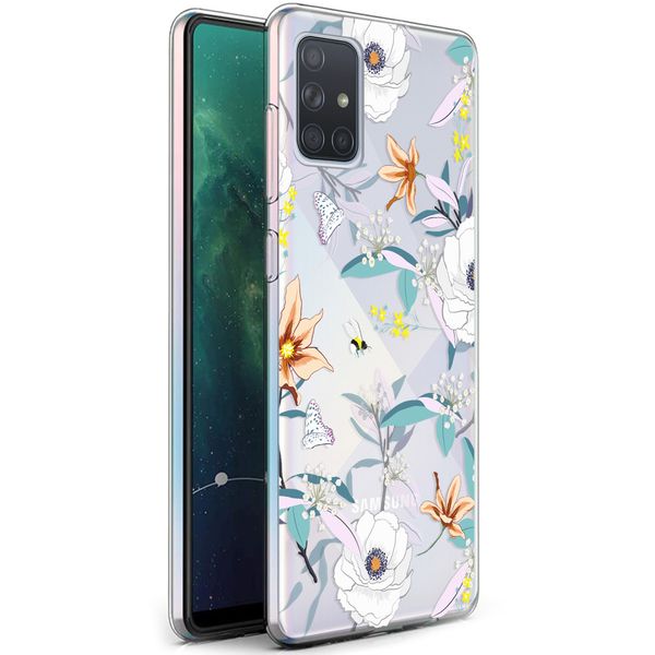 iMoshion Design hoesje Samsung Galaxy A71 - Bloem - Wit