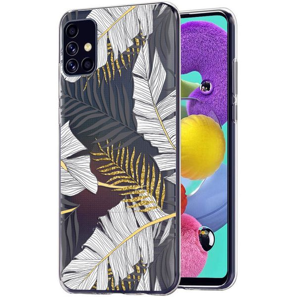 iMoshion Design hoesje Samsung Galaxy A51 - Bladeren / Zwart