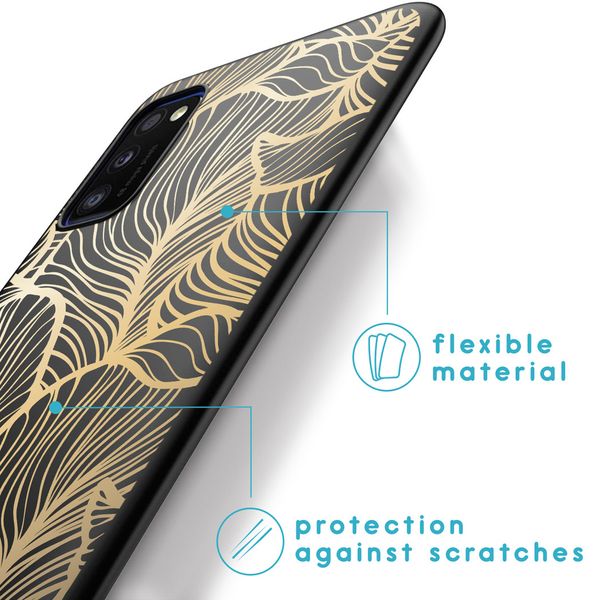 iMoshion Design hoesje Samsung Galaxy A41 - Bladeren / Zwart