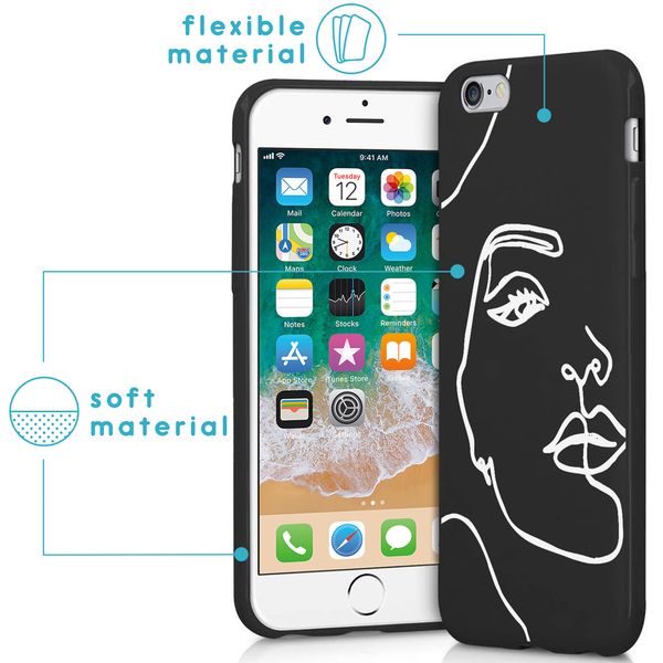 iMoshion Design hoesje iPhone 6 / 6s - Abstract Gezicht - Wit / Zwart