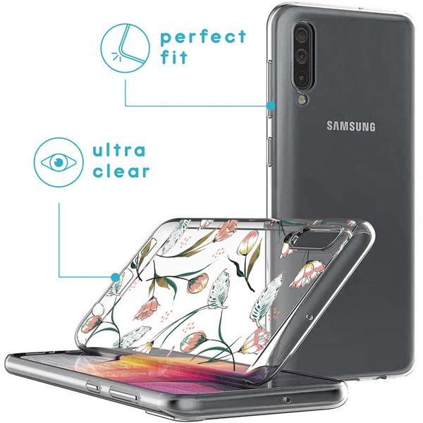 iMoshion Design hoesje Galaxy A50 / A30s - Bloem - Roze / Groen