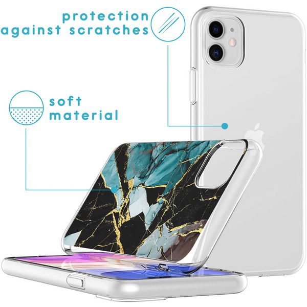 iMoshion Design hoesje iPhone 11 - Marmer - Gebroken Blauw