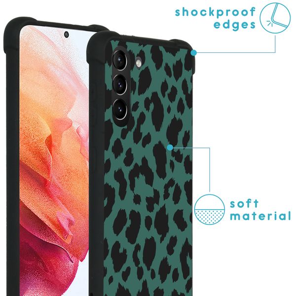 iMoshion Design hoesje met koord Samsung Galaxy S21 - Luipaard - Groen / Zwart