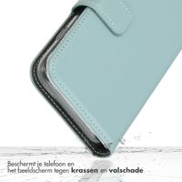 Selencia Echt Lederen Bookcase Samsung Galaxy S21 FE - Lichtblauw