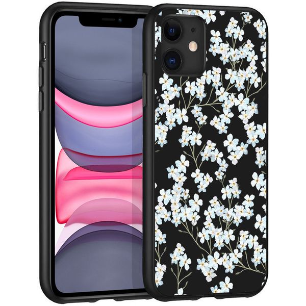 iMoshion Design hoesje iPhone 11 - Bloem - Wit / Zwart