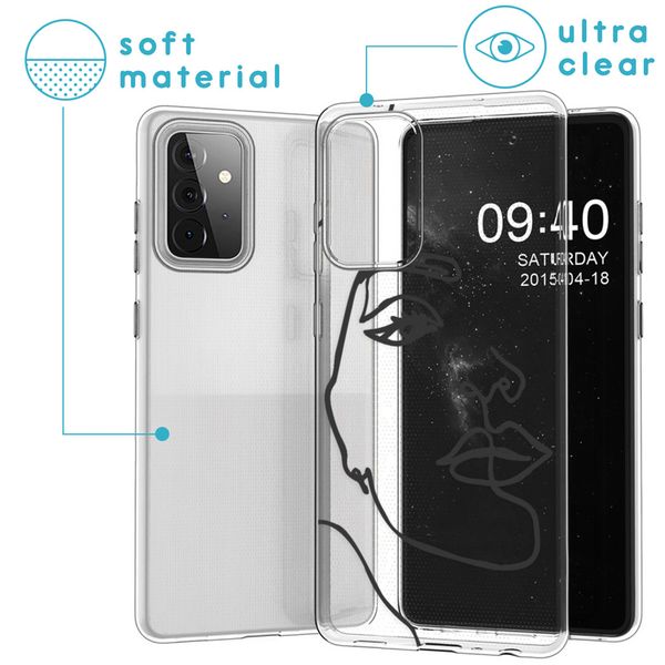 iMoshion Design hoesje Samsung Galaxy A72 - Abstract Gezicht - Zwart