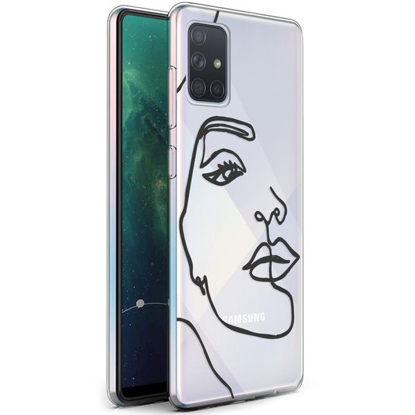 iMoshion Design hoesje Samsung Galaxy A71 - Abstract Gezicht - Zwart