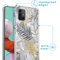 iMoshion Design hoesje met koord Samsung Galaxy A51 - Bladeren - Zwart / Goud