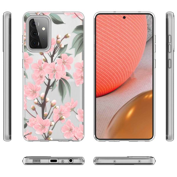 iMoshion Design hoesje Samsung Galaxy A72 - Bloem - Roze / Groen