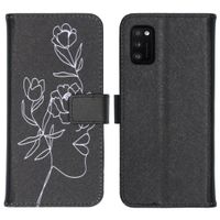 iMoshion Design Softcase Bookcase Galaxy A41 - Woman Flower Black