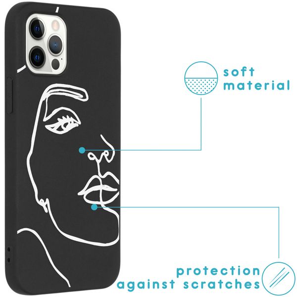 iMoshion Design hoesje iPhone 12 (Pro) - Abstract Gezicht - Wit